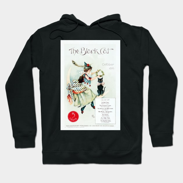 The Black Cat Magazine Cover From October 1895 Restored Print Hoodie by vintageposterco